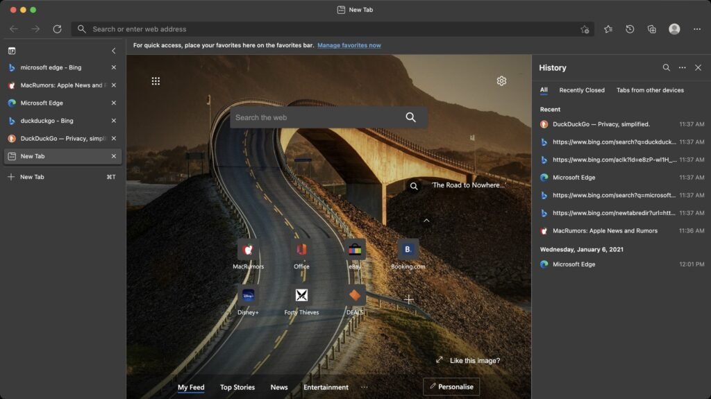 Microsoft Edge 89 trae pestañas verticales y una nueva vista de historial