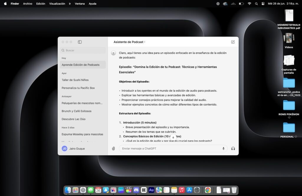 La aplicación ChatGPT para Mac disponible para todos los usuarios