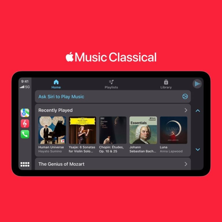 Apple Music Classical ahora soporta CarPlay y Siri